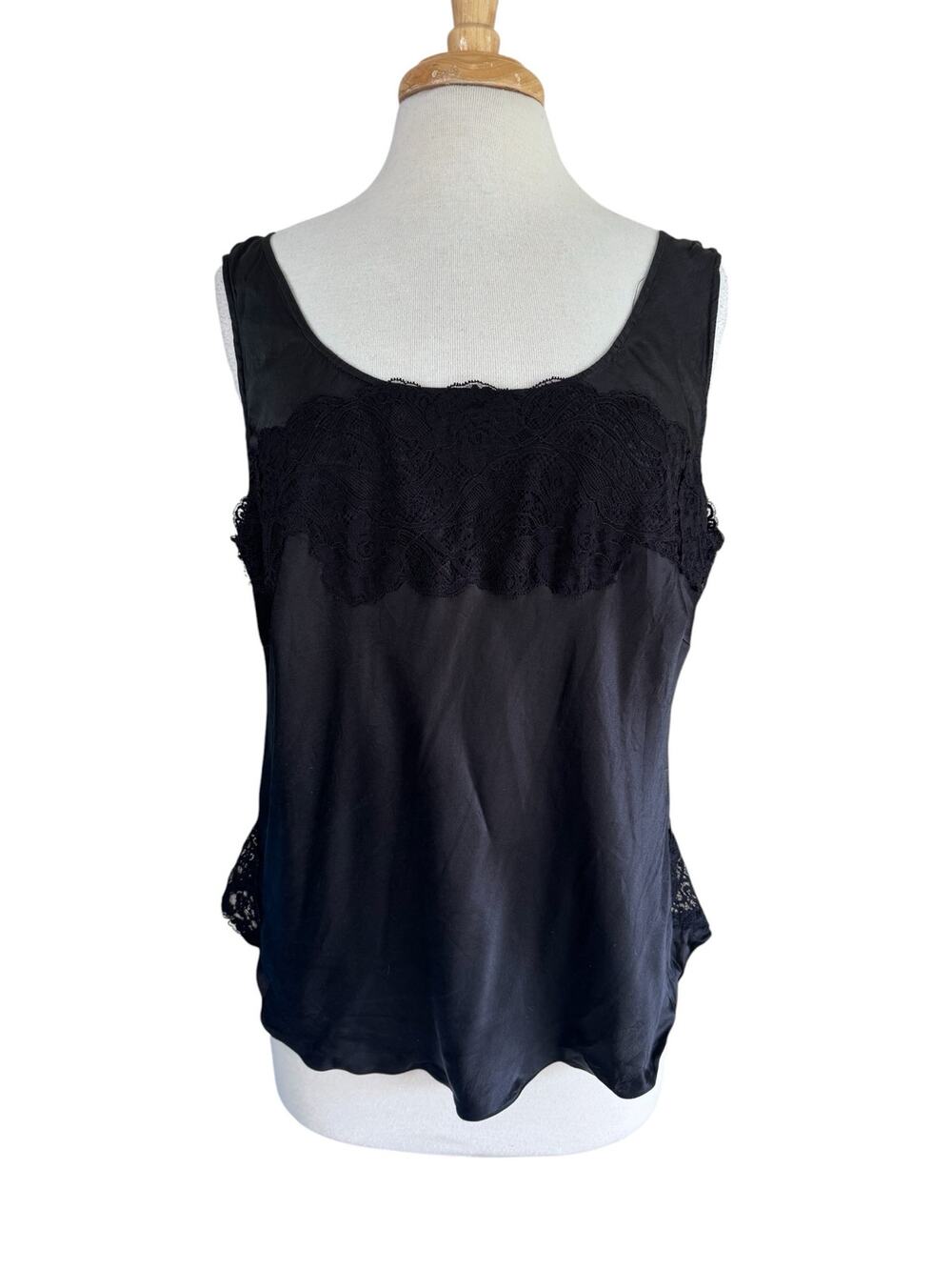 JONES NEW YORK 100% Silk Lace Camisole Tank Top in Black Size 16W Womens Plus